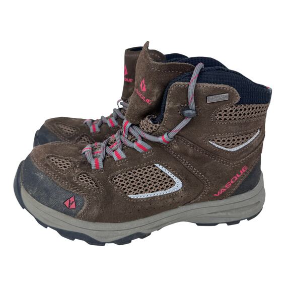 Vasque Breeze Hiking Boots Youth 4 Brown Suede UltraDry Waterproof Elastic Laces - Picture 2 of 10